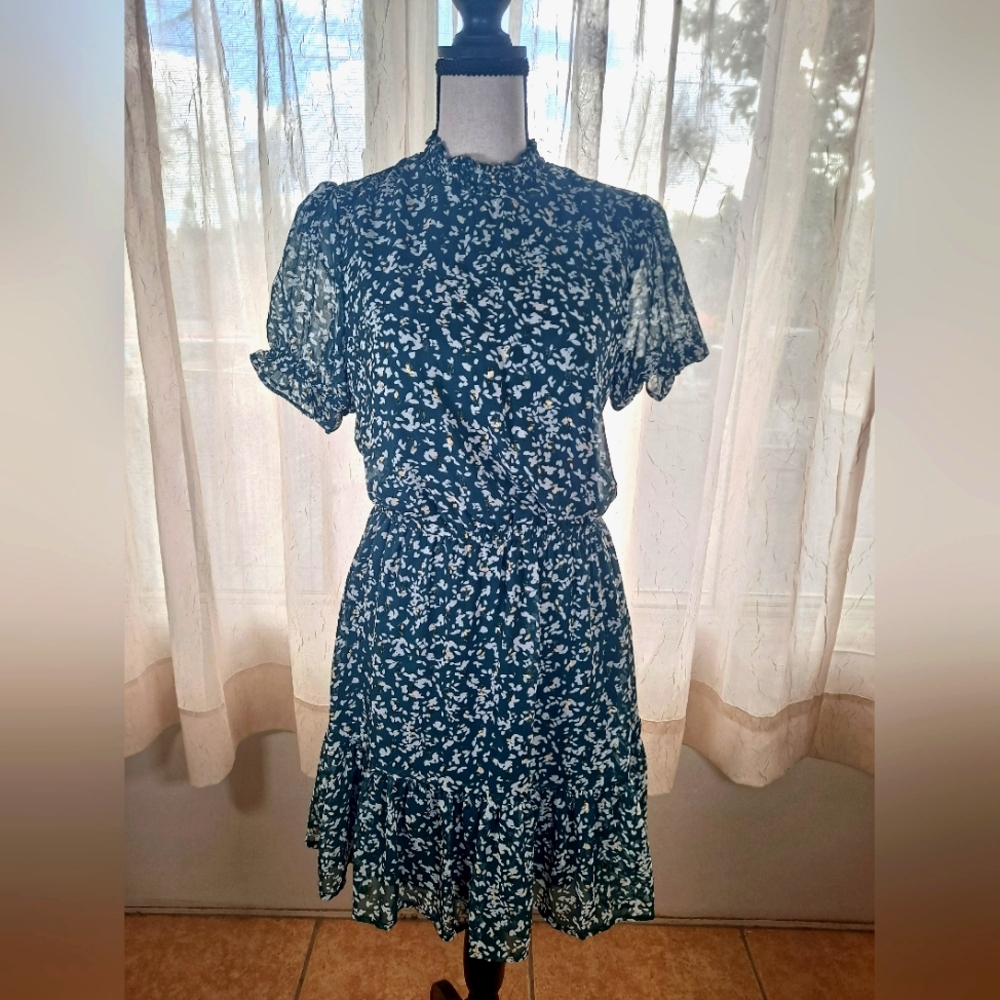 Crystal Doll Floral Green Dress. Size Medium.
